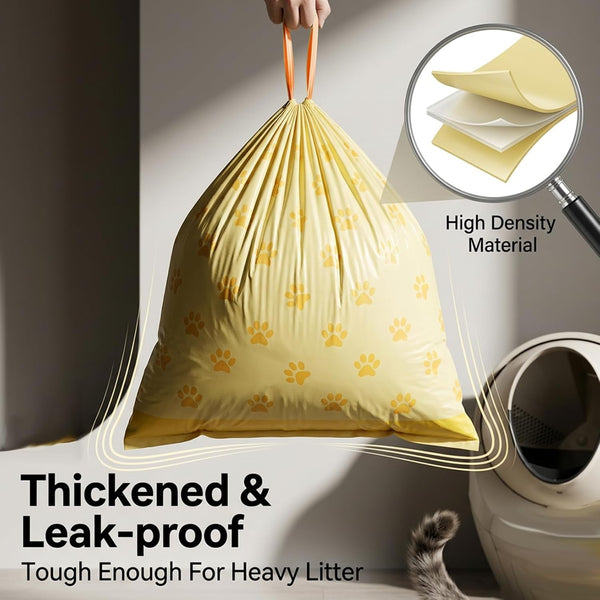 Extra Large Cat Litter Box Liners 120 Count (6 Rolls), Drawstring Cat Litter Bags for Automatic Litter Box, Leakproof & Odorless for Multi-Cat Household, Cats and Dogs 23.6" X 19.7"4