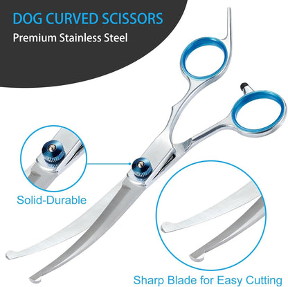 5 in 1 Premium Dog Grooming Scissors, Professional Dog Scissors for Grooming with Safety round Tips, Lengnoyp Stainless Steel Thinning Shears, Pet Cat Shears for Grooming Kit4