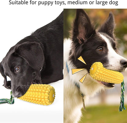 Dog Chew Toys for Aggressive Chewers,Corn Interactive Squeaky Dog Toys for Puppy Medium Breed,Tough Rubber Dental Chew Dog Toys3