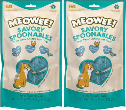 MEOWEE! Savory Spoonables Variety Pack, 12 Count Tube, Triple Flavor Squeezable Lickable Wet Treats for Cats with Built-In Spoon for Less Mess31