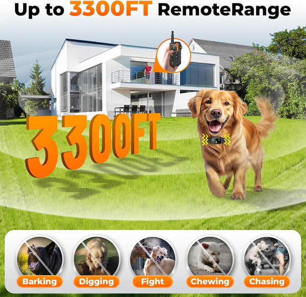 AI Dog Shock Collar 2 Dogs (10-120Lbs) - 3300FT Dog Training Collar with Remote, IPX7 Waterproof Collar with Beep, Vibration, Safe Shock for Large Medium Small Dogs, Keypad Lock and Flashing Light3