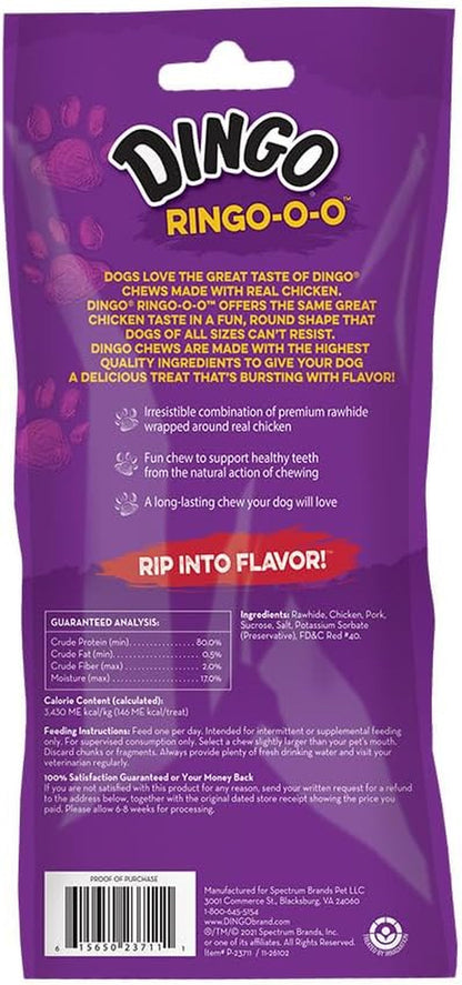 Dingo Ringo Rawhide Dog Treats Made with Real Chicken, 5 Count | Long-Lasting Rawhide with Real Chicken Provides Protein, Natural Chewing Action Promotes Clean Teeth, for Adult Dogs2