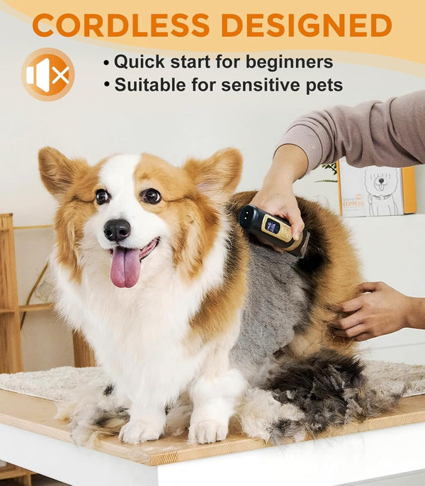 Petsaunter Dog Clippers for Grooming, 4-Speed & LCD, Low Noise Electric Trimmer for Grooming, Typec Rechargeable Dog Hair Clippers, Super Quiet for Dogs & Pets with Thick or Heavy Coats(C95)2