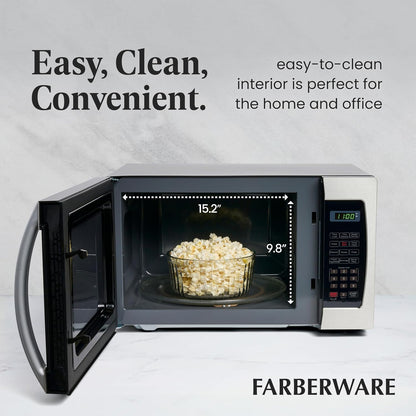 1.3 Cu. Ft. Countertop Microwave Oven – 1000 Watts Power, Auto Cook Settings, Defrost, Easy Clean and Child Safety Lock - Stainless5