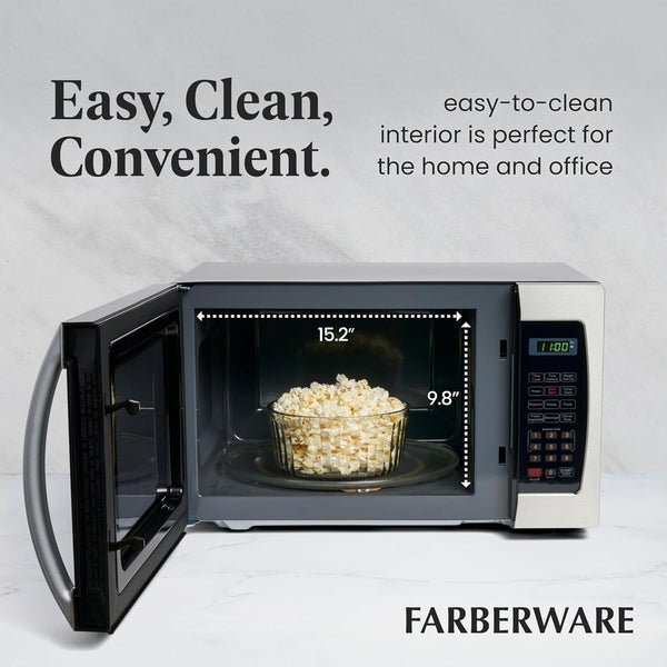 1.3 Cu. Ft. Countertop Microwave Oven – 1000 Watts Power, Auto Cook Settings, Defrost, Easy Clean and Child Safety Lock - Stainless5