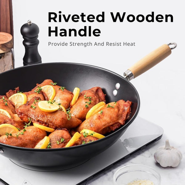 Carbon Steel Non-Stick Wok | Easy Clean, Hand Wash Recommended3