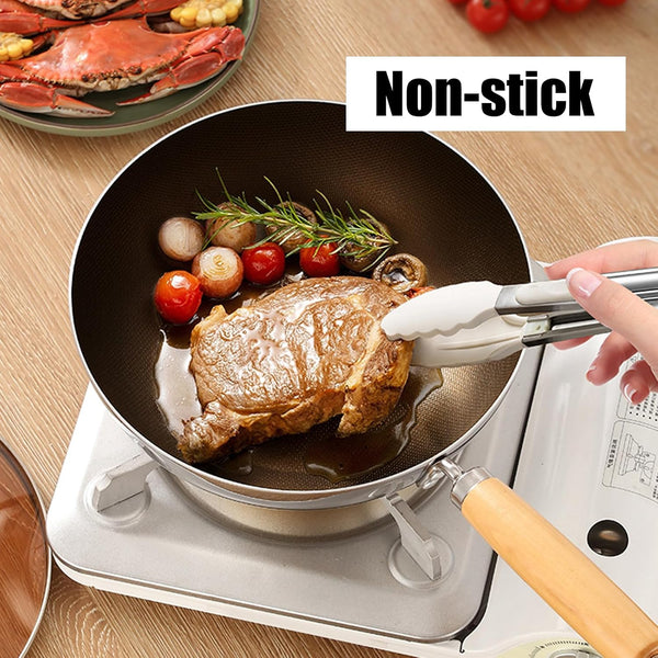 Titanium Wok with Lid, Non Stick Titanium Pans for Cooking, Ultra-Durable, Scratch-Resistant, Even Heating Frying Pans, Compatible with All Cooktops, Stainless Woks,7.87In4