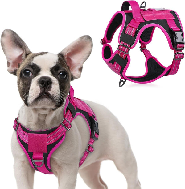Rabbitgoo Tactical Dog Harness for Large, No Pull Military Service Vest | Molle & Handle, Heavy Duty, Adjustable, Reflective Straps, Easy Control for Training Walking, Black, Large55