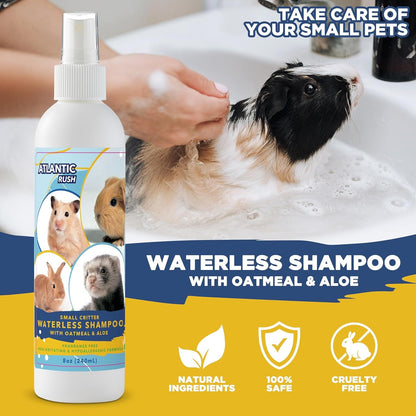 Waterless Shampoo for Small Critters - 8Oz Cruelty Free Dry Shampoo - No Rinse for Pet Ferrets, Guinea Pigs, Hedgehogs, Sugar Gliders, Rabbits & Hamsters (8 Oz, Fragrance Free)8