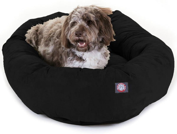 Majestic Pet 32 Inch Suede Calming Dog Bed Washable – Cozy Soft round Dog Bed with Spine Support for Dogs to Rest Their Head - Fluffy Donut Dog Bed 32X23X7 (Inch) - round Pet Bed Medium – Sage28
