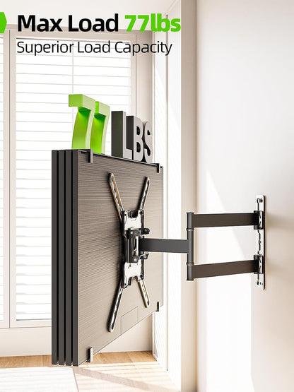 TV Wall Mount for Most 26-60 Inch Tvs up to 77 Lbs, Full Motion Wall Mount TV Bracket with Swivel Tilt Single Stud Design for Corner, Max VESA 400X400Mm Fit Most 32 40 42 43 50 55 60 Tvs3