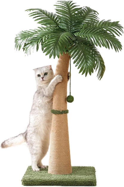 40'' Tall Cat Scratching Post Cat Tree, Curved Design Cat Scratcher Post with 3 Interactive Balls, Natural Sisal Rope Cat Scratching Posts for Indoor Cats Adults Kittens, Multi-Combinable (Style A)1