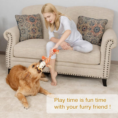 Giraffe Plush Squeak Toys for Dogs - Premium Soft Plush, Reinforced Braided Rope, Built-In Squeaker & Crinkle Paper, Machine Washable, Stimulates Play & Teething Relief2