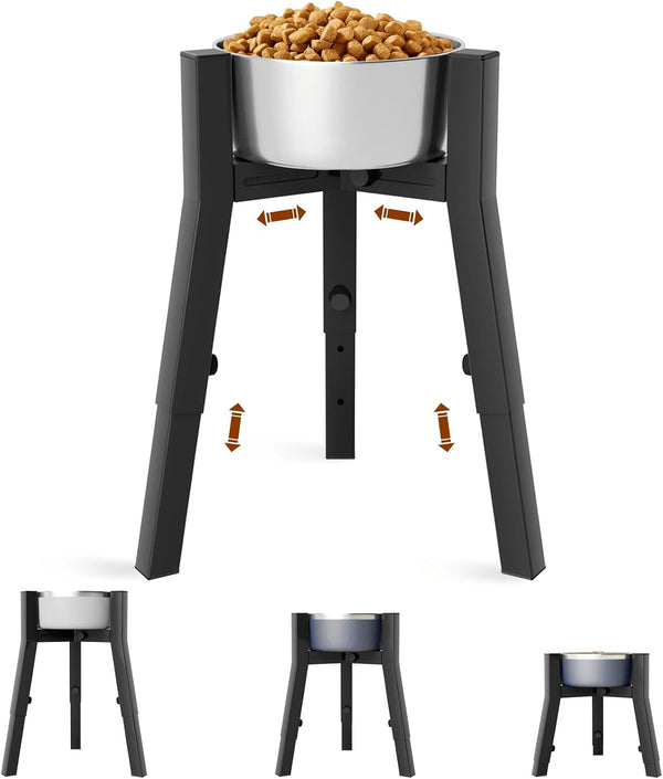 Dog Bowl Stand for Medium Large Dogs, Adjustable Width Elevated Dog Bowls 7-10.6", Raised Dog Food Water Bowls, 11 Inch Tall Single Holder, Black,Bowl Not Included9