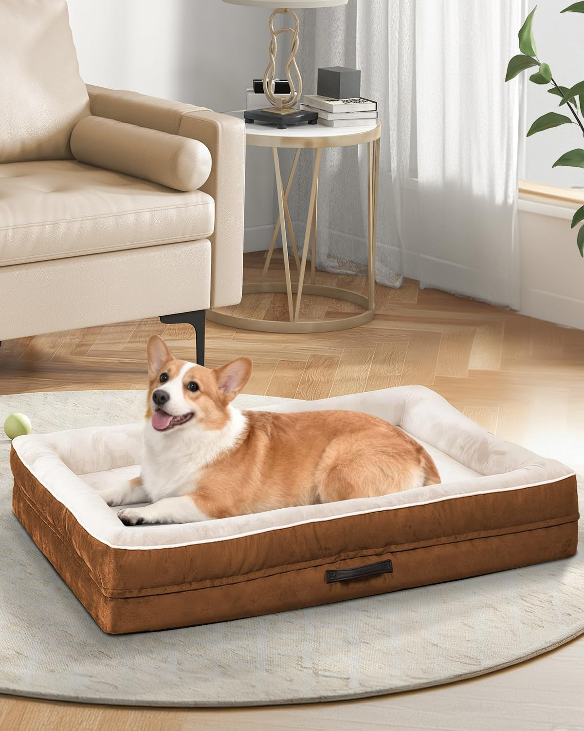 upvilla-orthopedic-dog-bed-xl-four-sided-dog-sofa-washable-cover-gray