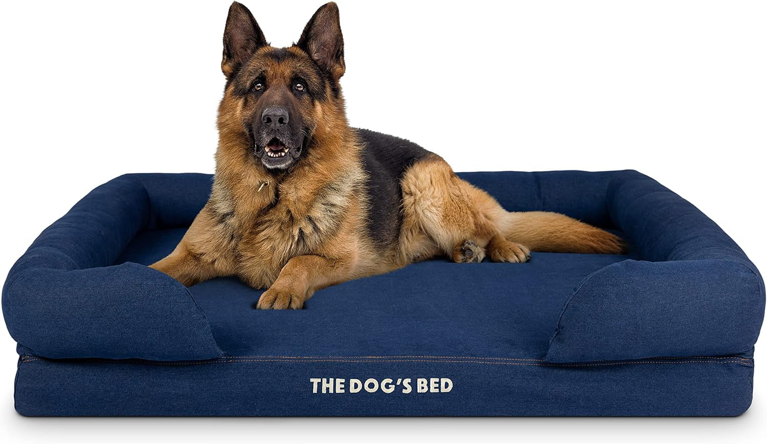 the-dog-s-bed-orthopedic-memory-foam-dog-bed-with-bolsters-for-large-dogs-high-density-support-mattress-low-front-entry-removable-washable-cover-oxford-fabric-blue-with-dark-red-trim-large