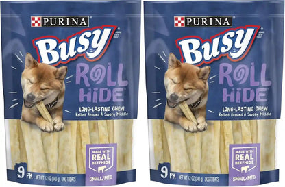 Purina Busy Rawhide Small/Medium Breed Dog Bones, Rollhide - 9 Ct. Pouch13