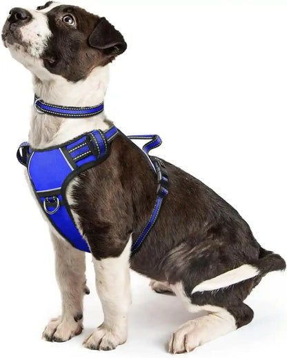Dog Harness No Pull, Pet Harnesses with Dog Collar, Adjustable Reflective Oxford Outdoor Vest, Front/Back Leash Clips for Small, Medium, Large, Extra Large Dogs, Easy Control Handle for Walking22
