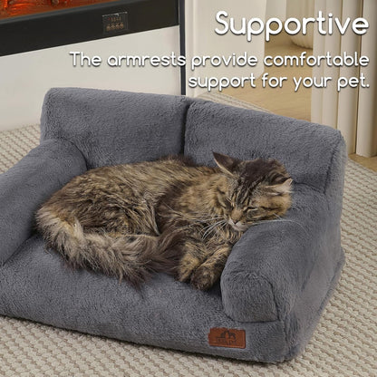 Hollypet Small Dog Large Cat Bed Puppy Couch Beds for Pets up to 25 Lbs | Fluffy Dog Cat Couch Plush Soft Warming Pets Beds with Machine Washable Cover and Non-Slip Bottom4