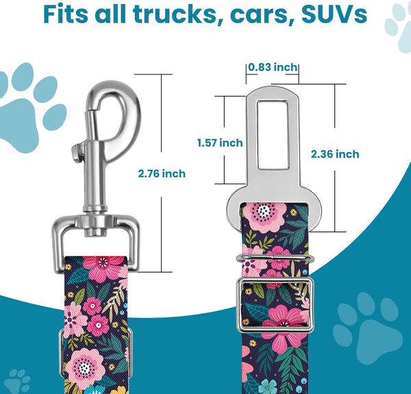 Adjustable Pet Cat and Dog Car Seat Belt，The Lanyard Is Flexible and Adjustable from 20 to 33 Inches (Floral)5