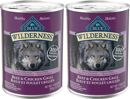 Blue Buffalo Wilderness Grain Free Adult Wet Dog Food, Beef & Chicken Grill, 32G Protein per Can, 12.5 Oz. Can (Pack of 12)16