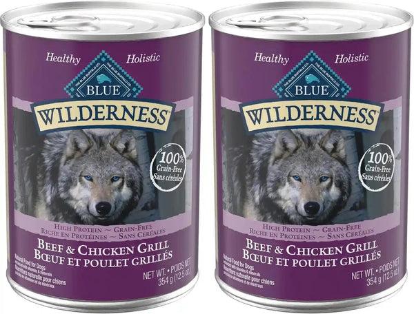 Blue Buffalo Wilderness Grain Free Adult Wet Dog Food, Beef & Chicken Grill, 32G Protein per Can, 12.5 Oz. Can (Pack of 12)16