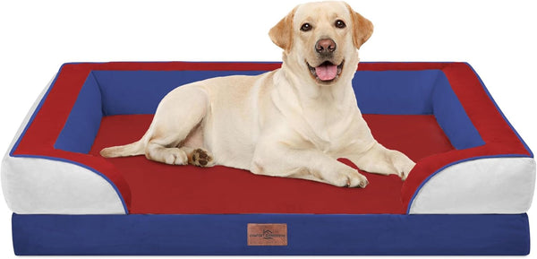 Comfort Expression Orthopedic Dog Bed for Extra Large Dogs with Bolster | Waterproof Dog Couch Bed with Washable Cover & Non-Slip Bottom, Supportive Egg Crate Foam XL Pet Bed, 42X30 Inch36