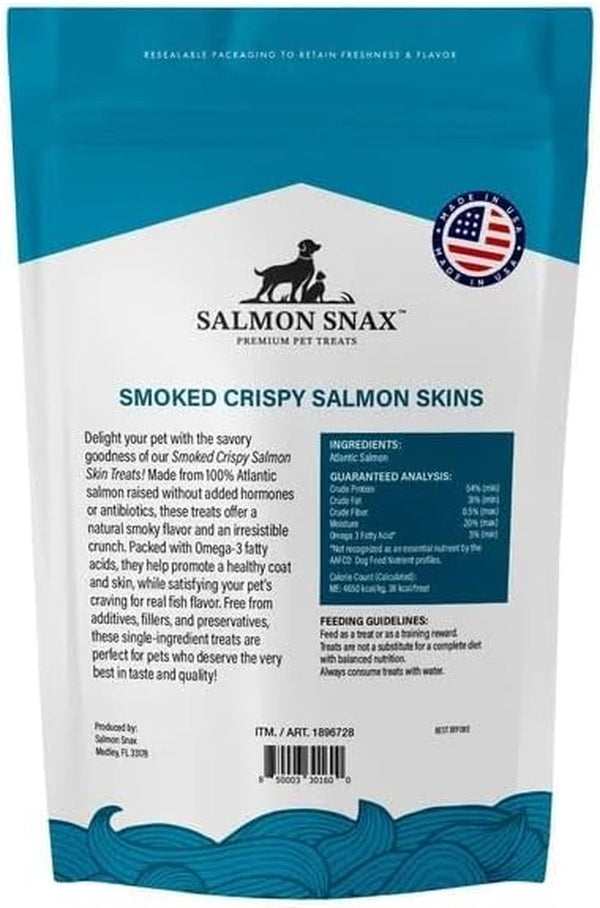 Dog Treats, Smoked Salmon Skin, Grain-Free, Omega-3, 12 Oz | Crispy Smoked Texture Dogs Crave, 100% Wild Salmon, High-Protein Single-Ingredient Snack, Omega-3 Rich, Grain-Free, 12 Oz Bag2