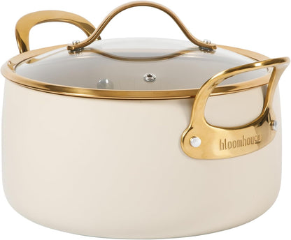 Two Time Oprah'S Favorite Things Winner - 6 Quart Heavy Duty Aluminum Premium PFA Free Ceramic Nonstick Dutch Oven Pot with Lid - Almond Cream W/Gold Handle1