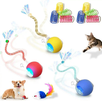 2-Pack USB Rechargeable Smart Cat Toy Ball, 360° Rotation Automatic Moving Chase Toy, Obstacle Avoidance Interactive Play with 4 Spiral Springs, Enrichment Toys for Indoor Cats, Puppies & Small Dogs17