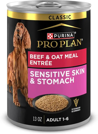 Purina Pro Plan Sensitive Skin and Stomach Dog Food Wet Classic Pate Salmon and Rice Entrée - (Pack of 12) 13 Oz. Cans13