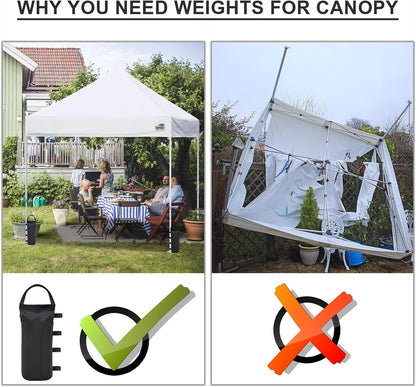 USA 125LBS 4-Pack Universal Canopy Weights, Secure Wind Protection to Prevent Tipping, Easy Wrap-Around Installation Heavy Duty Sandbags (Without Sand), Fits All Instant Shelter Legs,Black6