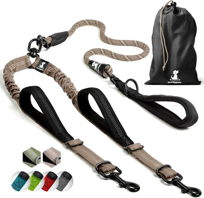 Sparklypets Double Dog Leash for 2 Dogs – Rope Bungee Dual Leash for Medium and Large Breeds with Padded Handles & Tangle Free (Teal, Medium/Large)11