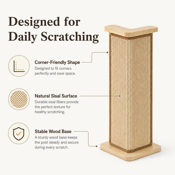 Couch Corner Cat Scratcher, 25.6'' Corner Cat Scratching Post for Sofa, Replaceable Sisal Scratching Pad for Wall Furniture Protector3
