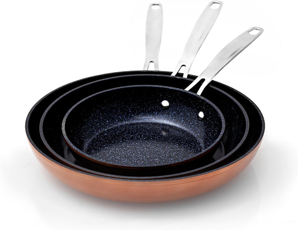 Nuwave 3-Piece Fry Pan Set, 8”, 10”, 12” Forged Lightweight | G10 Healthy Duralon Blue Ceramic Ultra Non-Stick, Induction-Ready & Works on All Cooktops, Ergonomic Stay-Cool Handles6