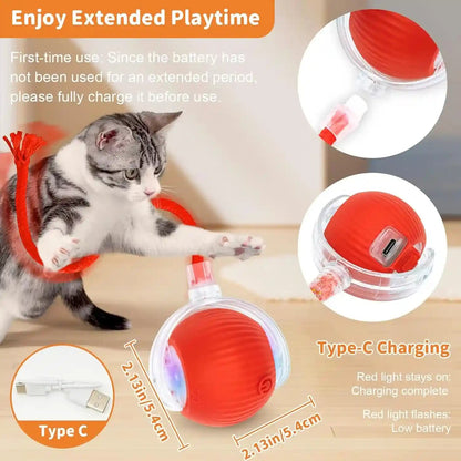 Cat Toys for Indoor Cats Smart Automatic Bal Moving Chase Dogs Toy, Red | Ball Rolling for Bored Kitten Pet, Upgraded Speedy Moving Chase Dogs Toy4