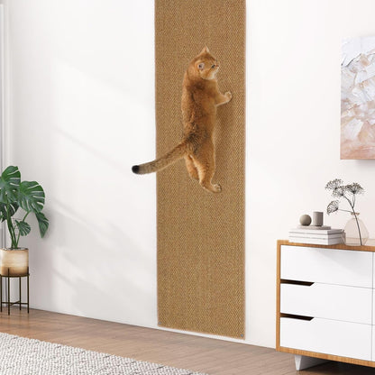 Uross Thickened Cat Wall Climbing Carpet 6.6 FT X 16" - Extra Long Cat Scratch Wall Pad, Cat Scratching Carpet Rug Wall Mounted Scratcher Couch Sofa Protector- Beige7