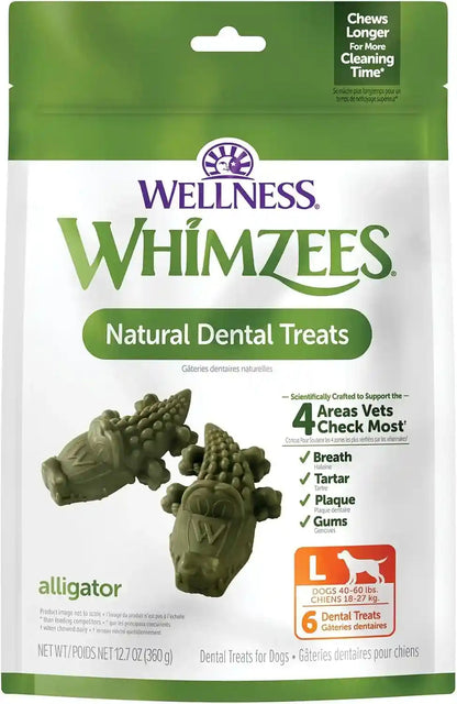 Whimzees Wellness Alligator Natural Dog Dental Treat, Chews, Freshens Breath, Small Size, 12.7 Oz Bag, 24 Count10
