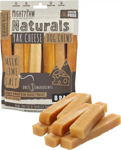 Mighty Paw Yak Chews, Long Lasting Hard Chew for Large Dogs, 4 Pack | Milk, Salt & Lime Juice, Grain-Free, Lactose-Free, Odor-Free, 68G Protein per Stick, Aggressive Chewers, Puppy Teething17