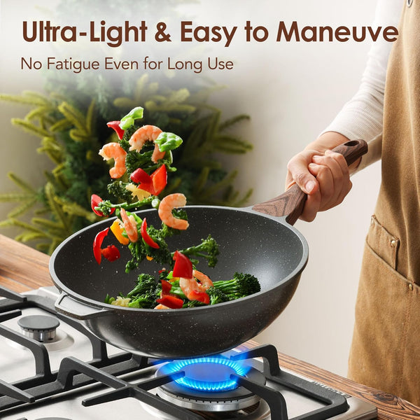 Nonstick Wok Pan with Lid 11Inch, Healthy Stir-Fry Pan Chef'S Pan | Induction Cookware, Swiss Granite Coating, Even & Fast Heating, Non Stick Frying Pan Skillet, Stay-Cool Handle, PFOA Free5