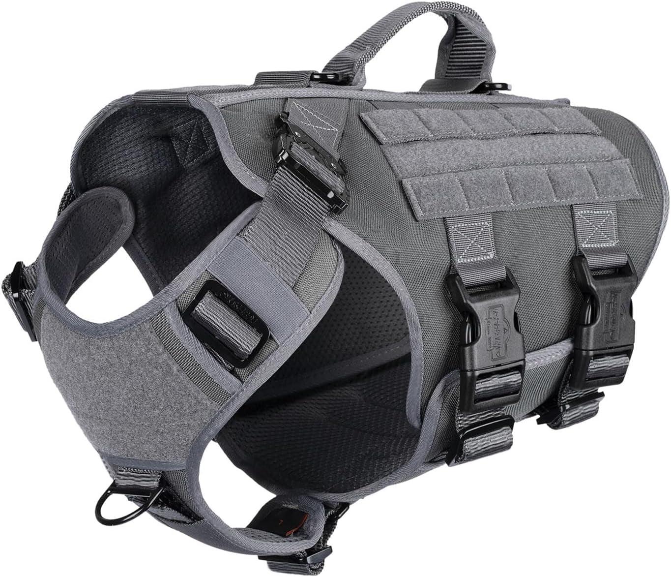 icefang-no-pull-tactical-dog-harness-for-large-dogs-adjustable-dog-vest-control-handle-molle-panel-front-hook-3-leash-clips-soft-padded-for-walking-training-pink-large