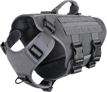 ICEFANG No Pull Tactical Dog Harness for Large Dogs,Adjustable Dog Vest | Control Handle,Molle Panel,Front Hook,3 Leash Clips,Soft Padded,For Walking Training,Pink,Large24