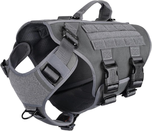 ICEFANG No Pull Tactical Dog Harness for Large Dogs,Adjustable Dog Vest | Control Handle,Molle Panel,Front Hook,3 Leash Clips,Soft Padded,For Walking Training,Pink,Large24