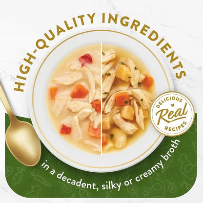Purina Fancy Feast Chicken Broth Complement Lickable Grain Free Wet Cat Food Variety Pack - (Pack of 12) 1.4 Oz. Pouches2