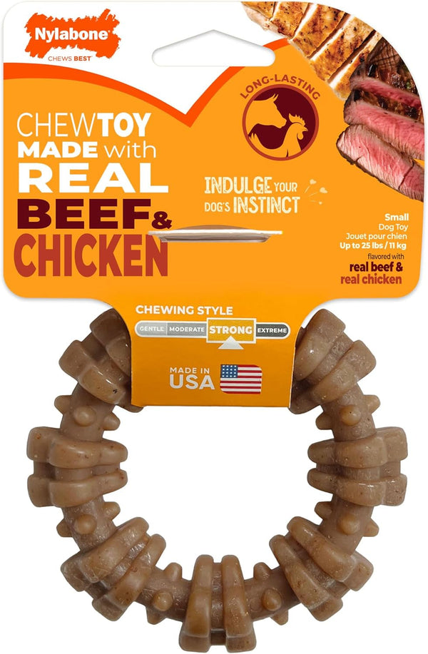 Nylabone Strong Chew Ring Dog Chew Toy Made with Real Beef & Chicken | X-Large Breeds, Durable, Long-Lasting Dog Bone, Textures Help Clean Teeth, Keeps Dogs Busy, for Dogs 50+ Lbs11