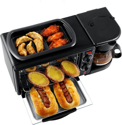 Breakfast Station, 3 in 1 Toaster Oven ＆ Coffee Maker, Large Capacity Versatile Breakfast Maker with 100°C-230°C Adjustable Temperature and 60Min Timer, for Apartments Kitchen5