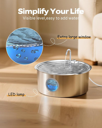 Pet Water Fountain for Large Dogs: Metal Dog Water Fountain - Silent Big Cat Fountains for Drinking - 3.2G/406Oz/12L Water Fountain Dog Bowl inside - GROOKPET Fountains with 6 Filters + 3 Sponges6