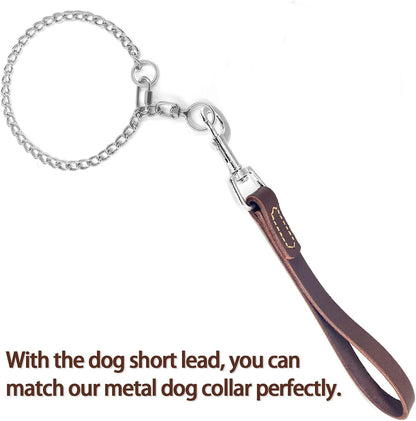 Leather Short Dog Lead, Strong Traffic Pet Lead with 360º Heavy Duty Metal Hook, Short Dog Leash for Big Large Medium Dogs Training and Walking.6