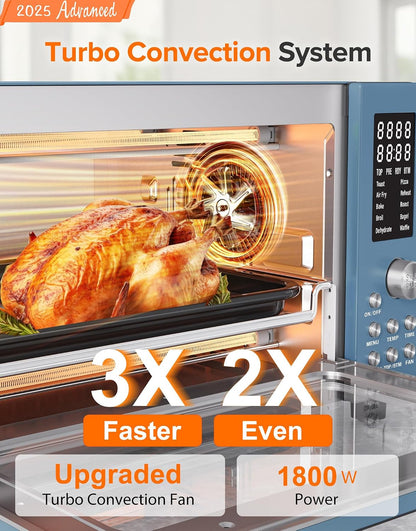 Bravo Pro Smart Air Fryer Toaster Oven Countertop Combo | 10-In-1 Cooking Functions, 1800W, 50-450°F, 21-Qt, Pfas-Free, Upgraded Super Convection, Cozy Blue2