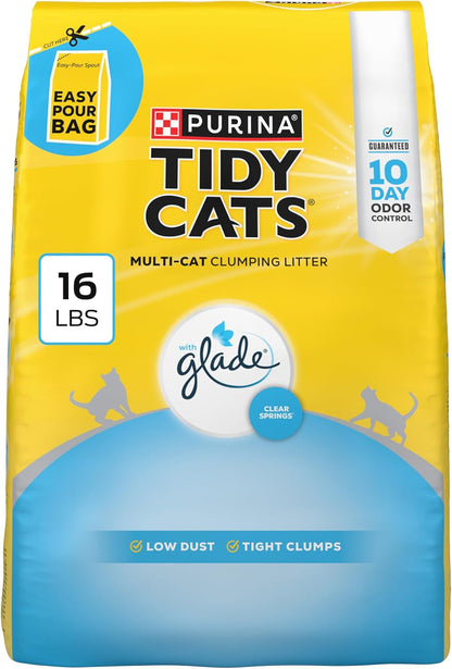 Purina Tidy Cats Lightweight Cat Litter, Clumping Multi Cat, Glade Clear Springs Odor Control, Low Dust, 38 Lb. Box10